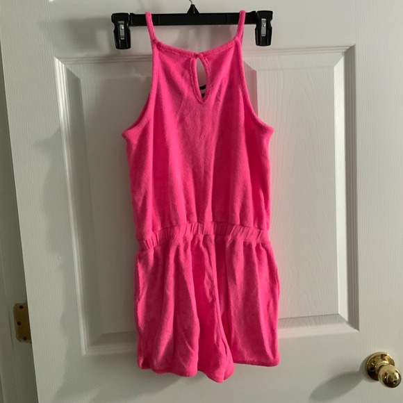 Justice bright pink Short Romper size girls 10 - Picture 2 of 3